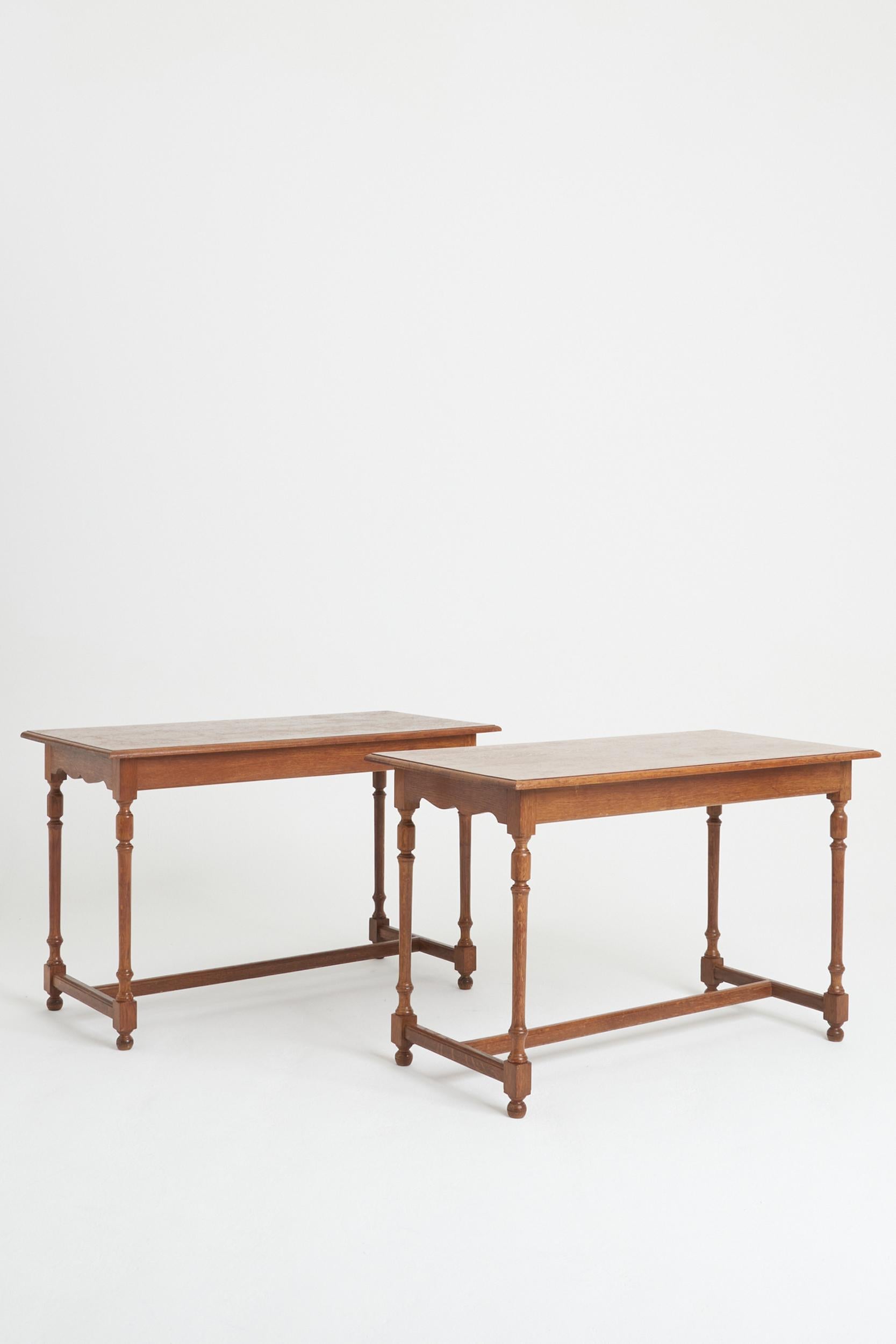 English Pair of Oak Console Tables