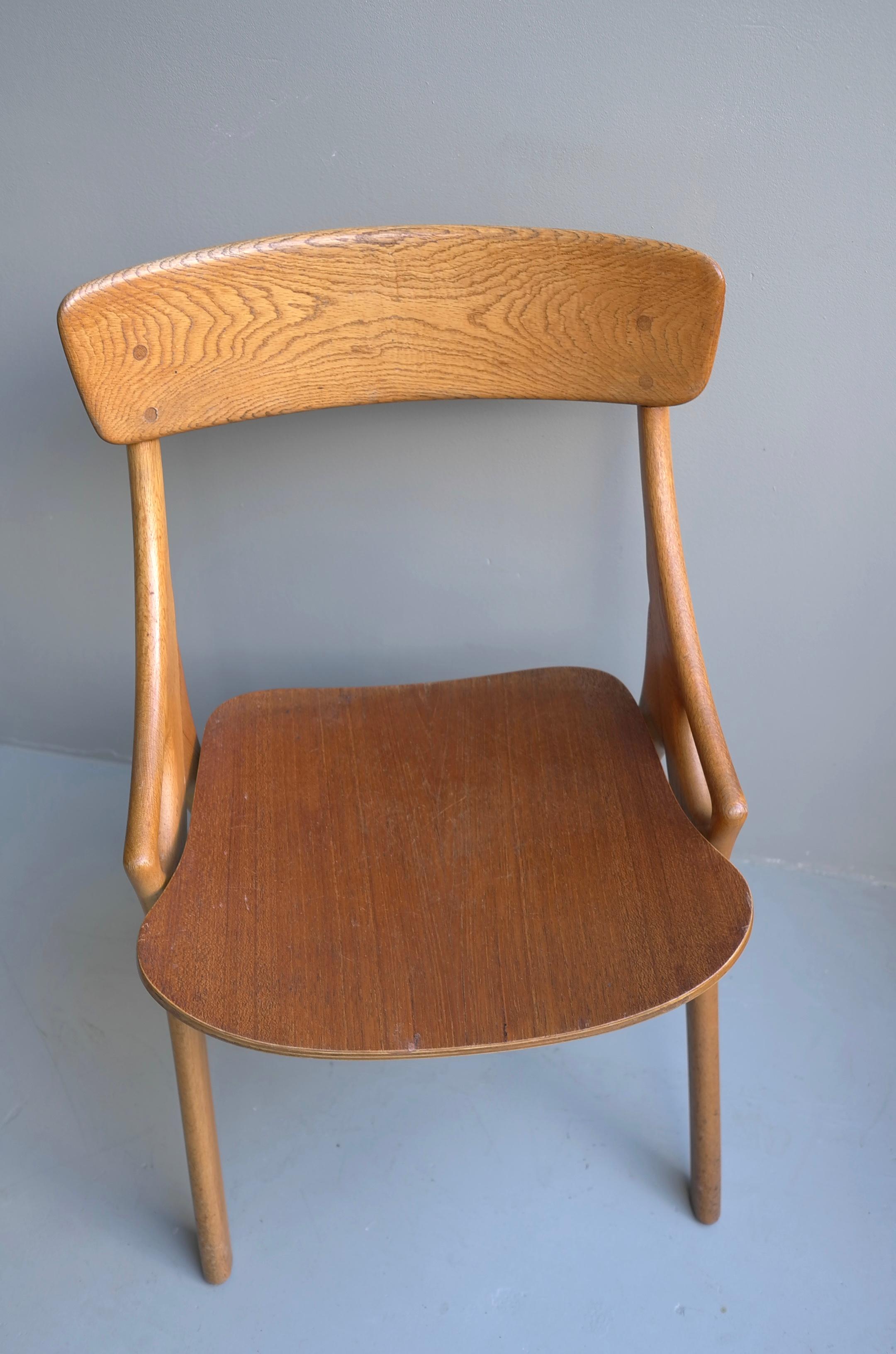 Pair of Oak Danish Dining or Side Chairs by Arne Hovmand-Olsen, Denmark, 1958 9