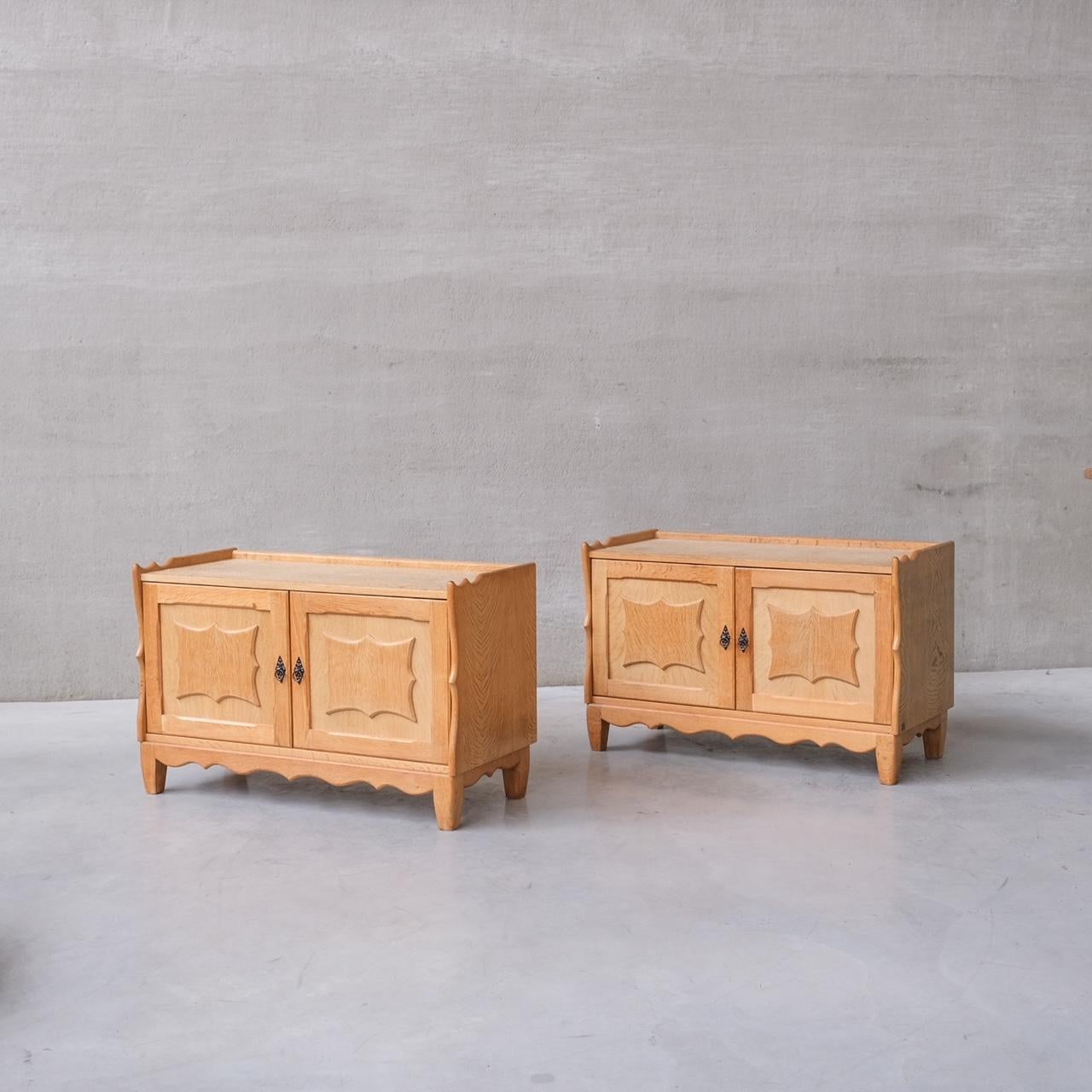 Pair of Oak Danish Midcentury Cabinets by Henning Kjaernulf 10