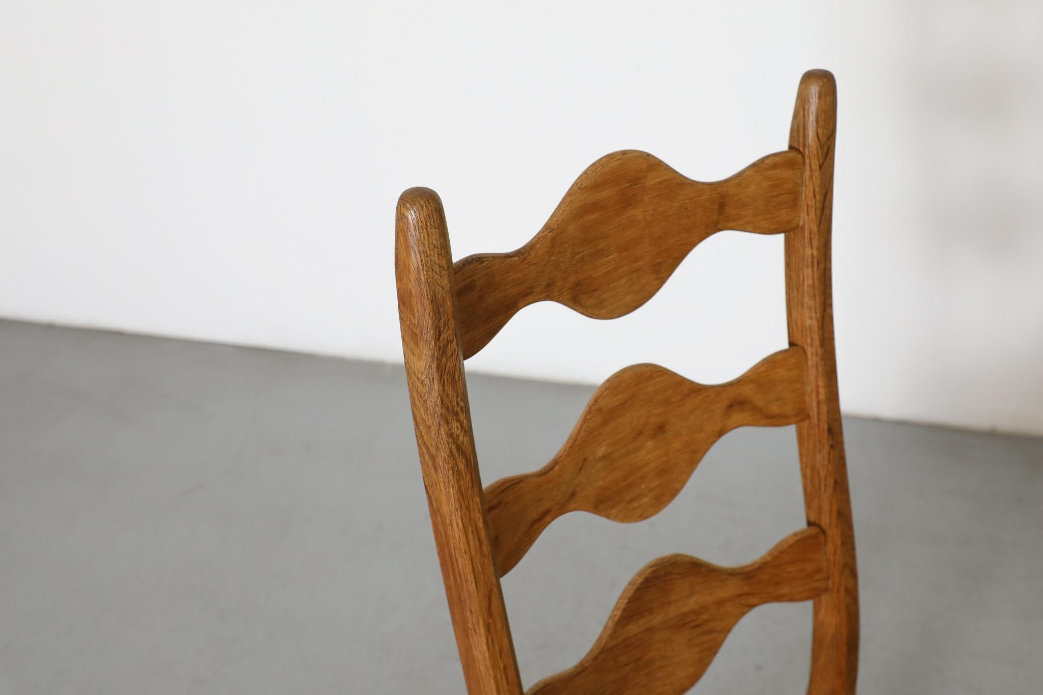 Pair of Oak Decorative Back Dining Chairs by Henning Kjaernulf For Sale 3