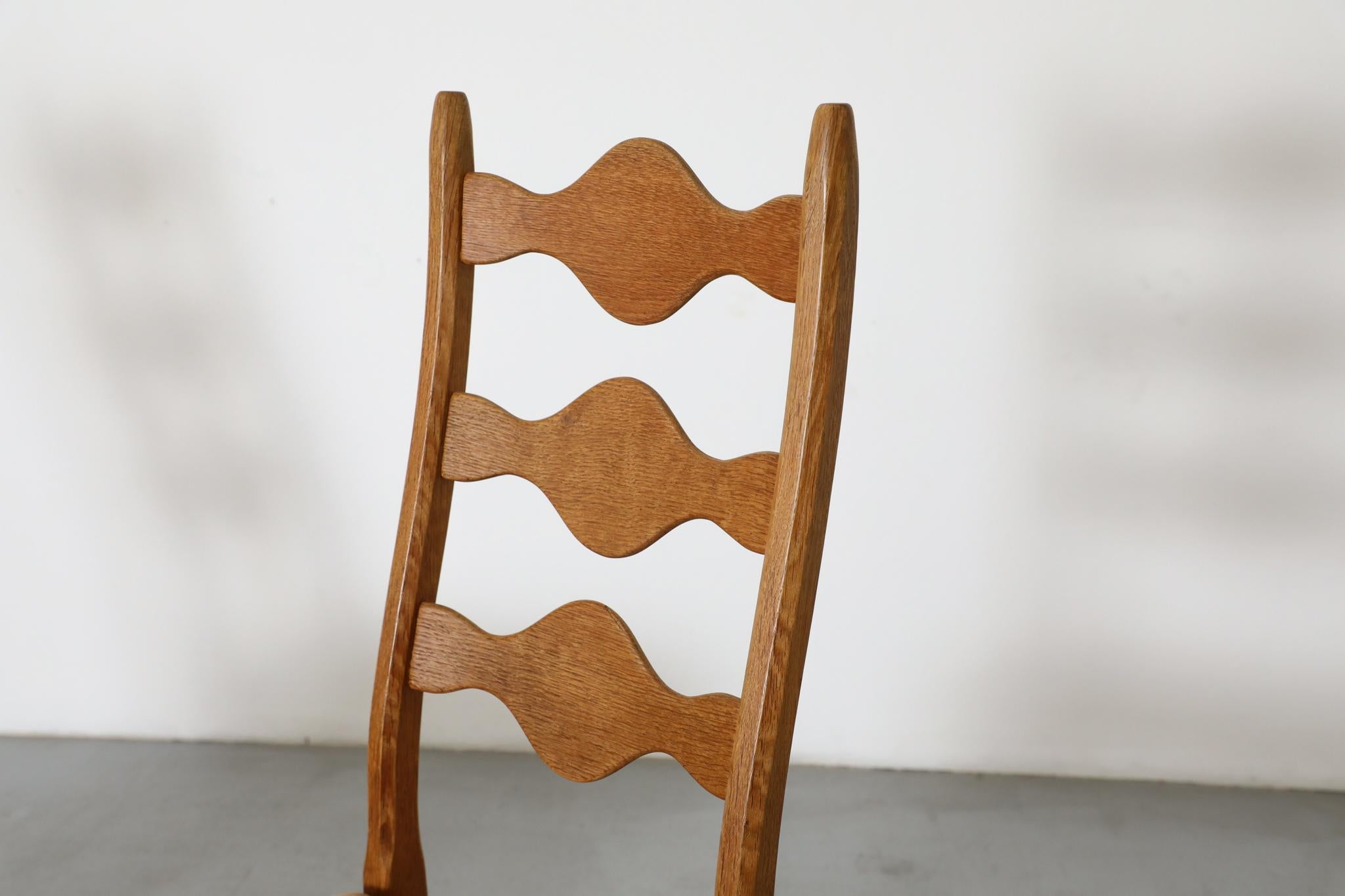 Pair of Oak Decorative Back Dining Chairs by Henning Kjaernulf For Sale 4