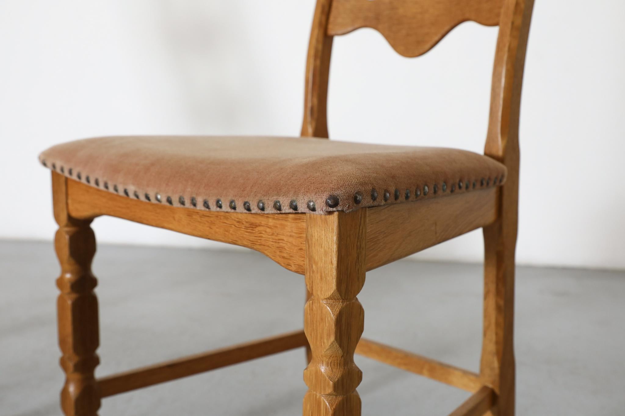 Pair of Oak Decorative Back Dining Chairs by Henning Kjaernulf For Sale 5