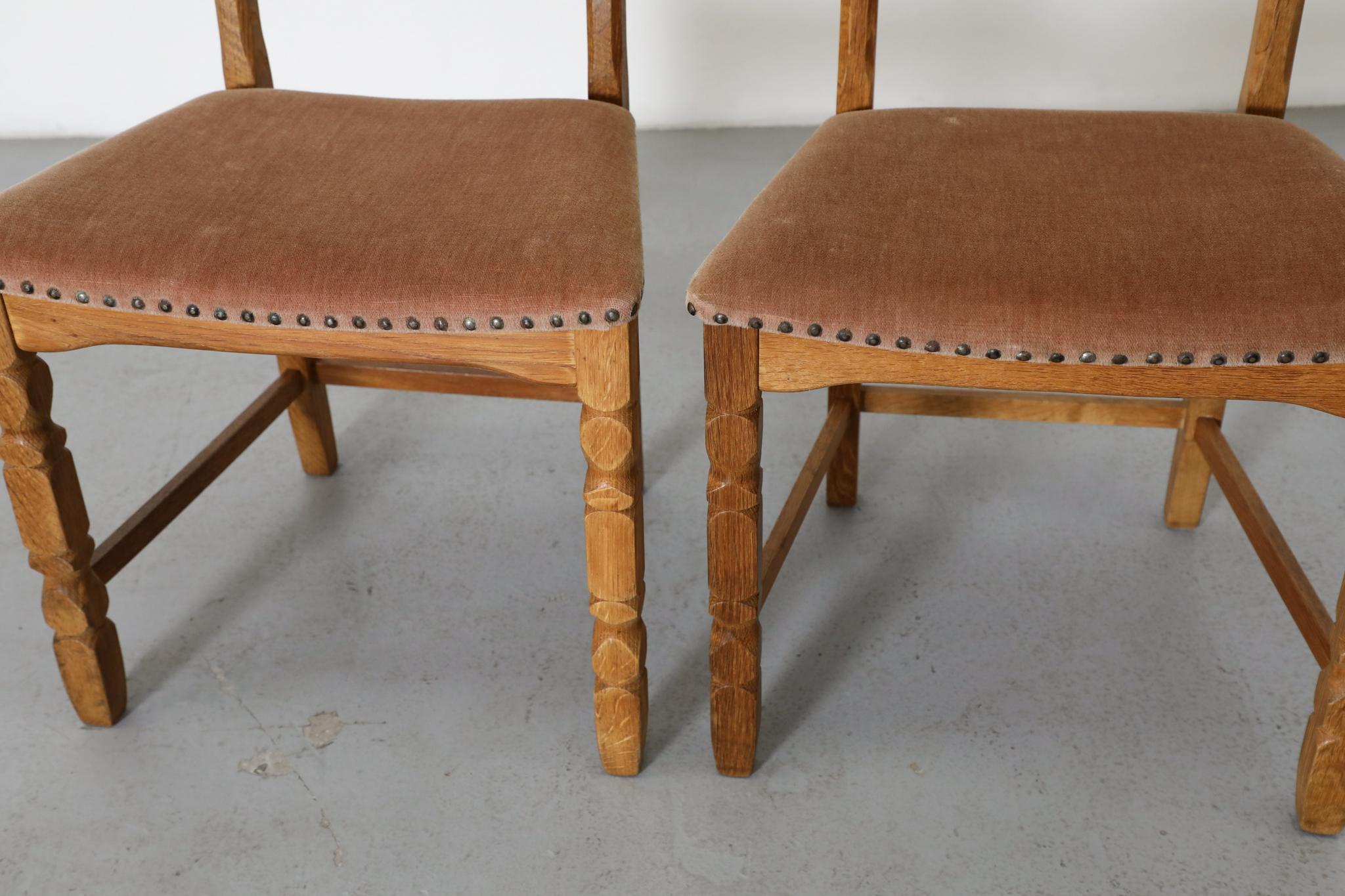 Pair of Oak Decorative Back Dining Chairs by Henning Kjaernulf For Sale 6