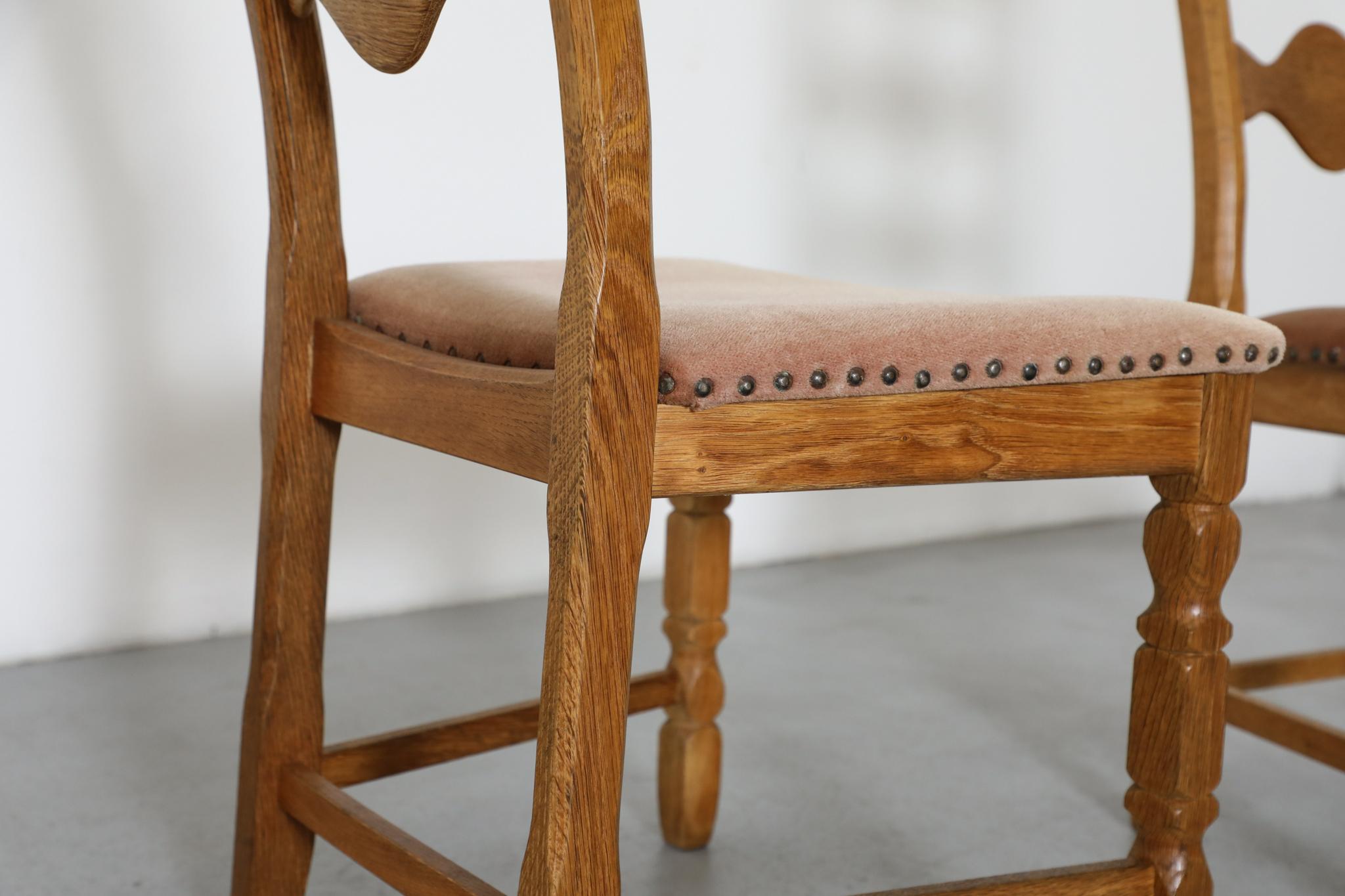 Pair of Oak Decorative Back Dining Chairs by Henning Kjaernulf For Sale 7