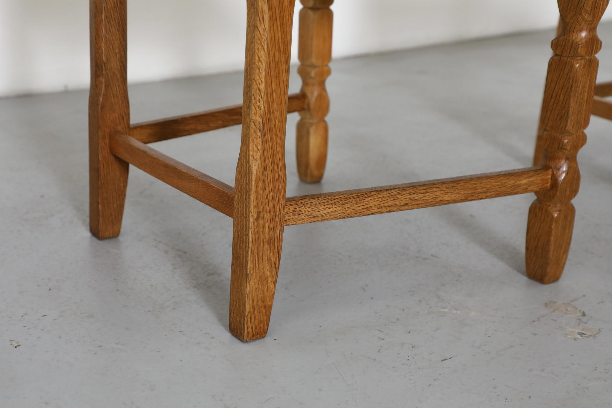 Pair of Oak Decorative Back Dining Chairs by Henning Kjaernulf For Sale 8