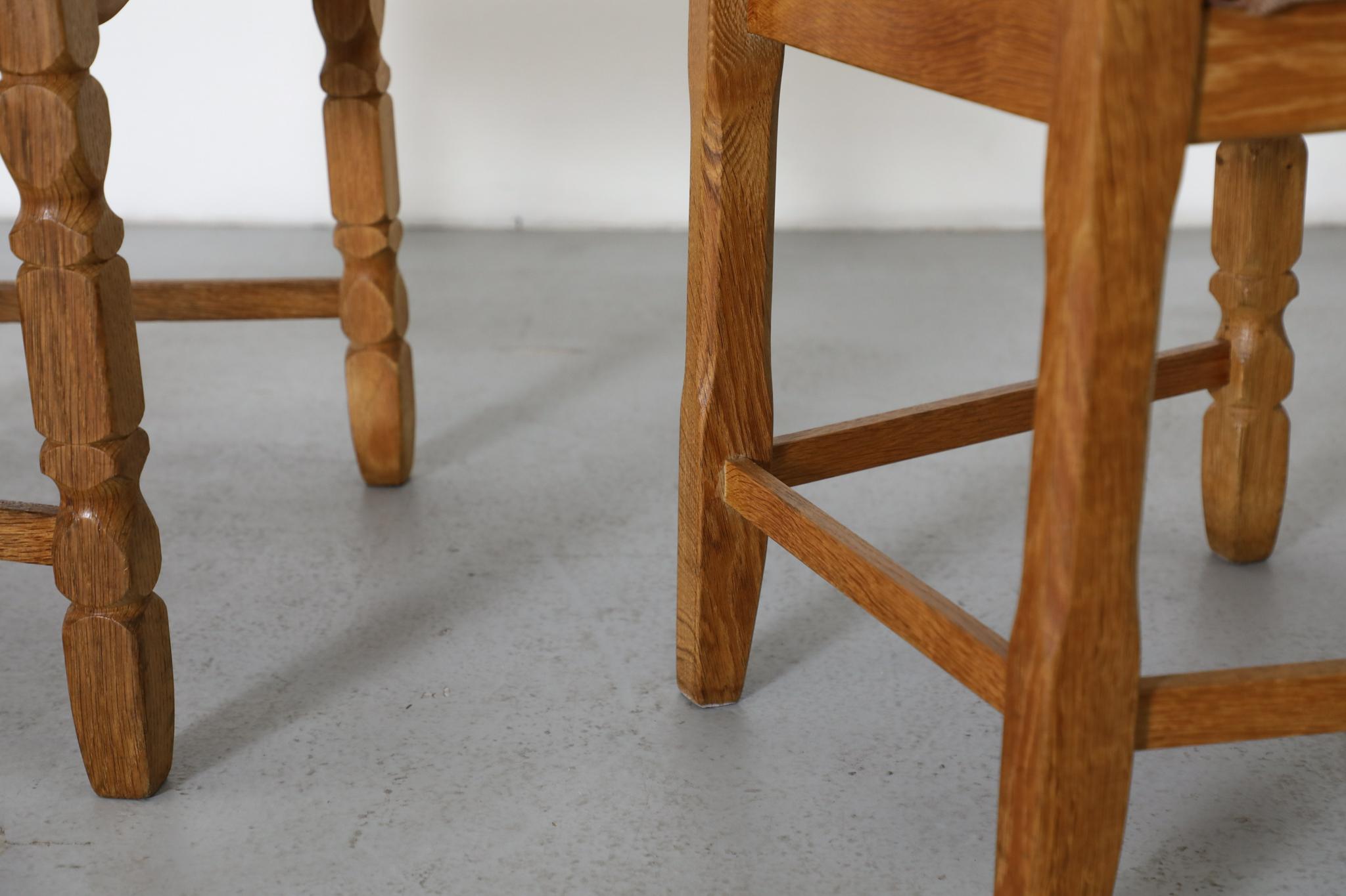 Pair of Oak Decorative Back Dining Chairs by Henning Kjaernulf For Sale 9