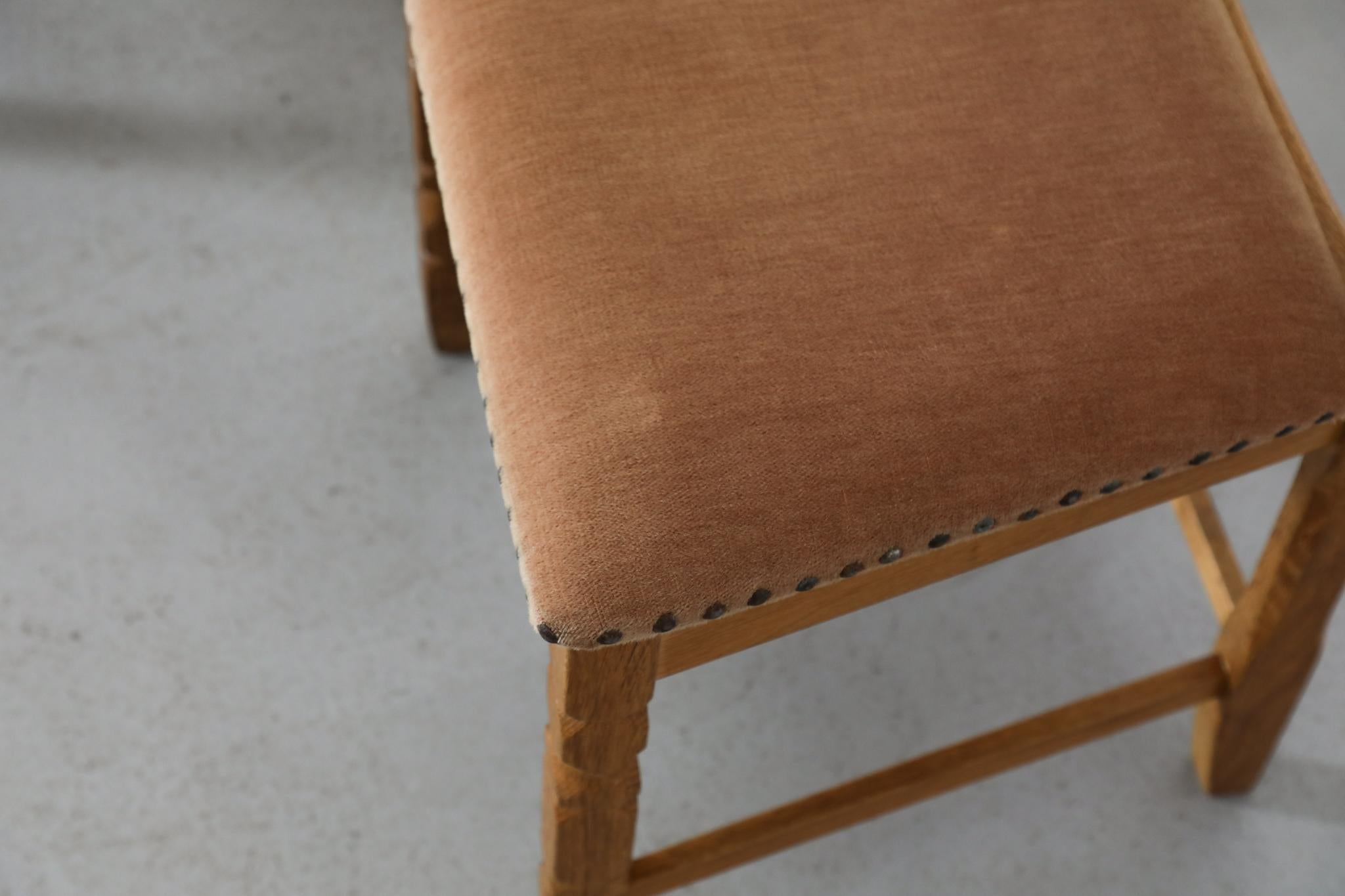 Pair of Oak Decorative Back Dining Chairs by Henning Kjaernulf For Sale 11