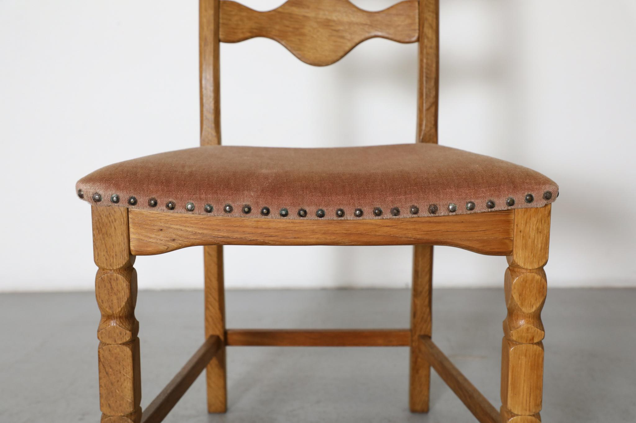 Pair of Oak Decorative Back Dining Chairs by Henning Kjaernulf For Sale 12