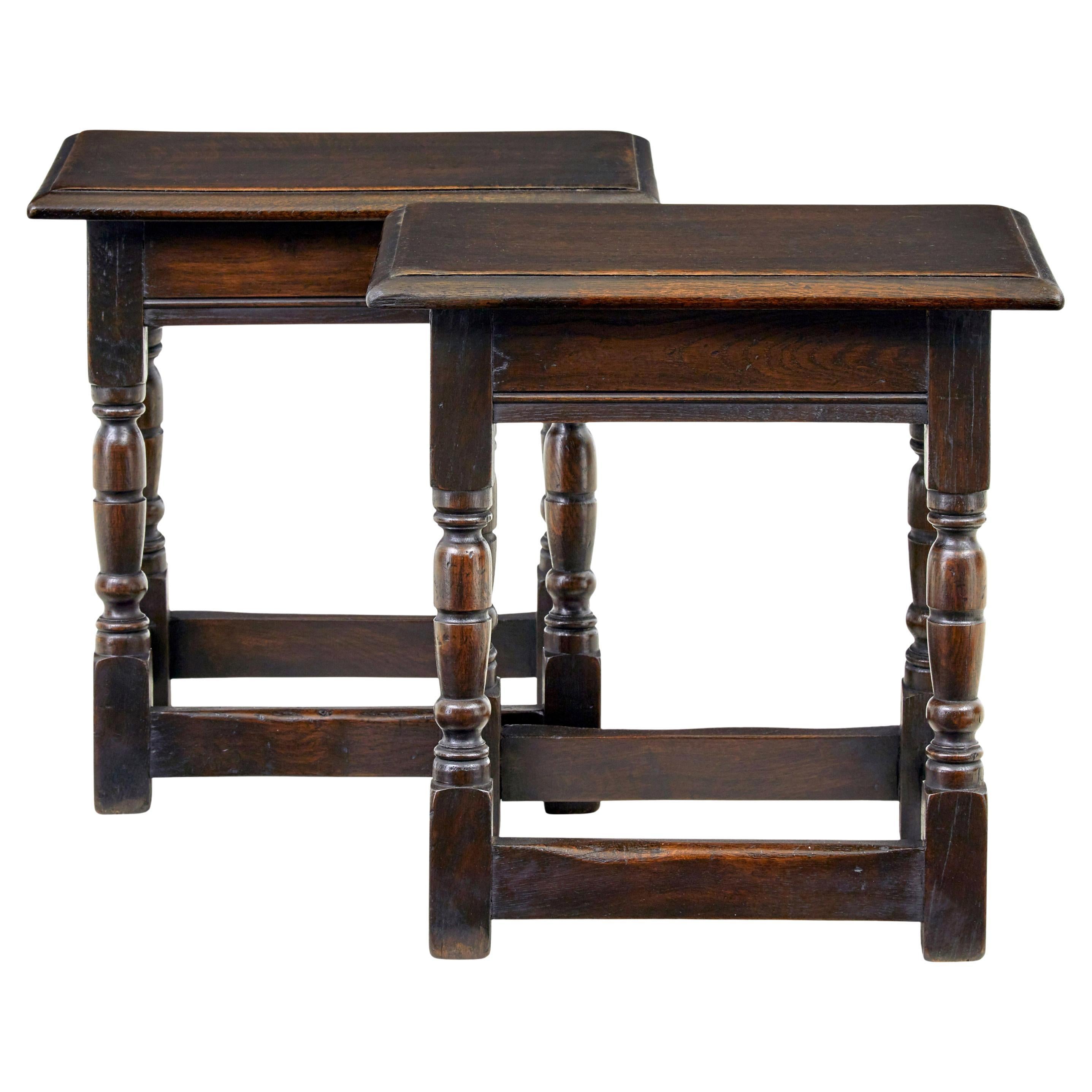 Pair of oak English made joint stools