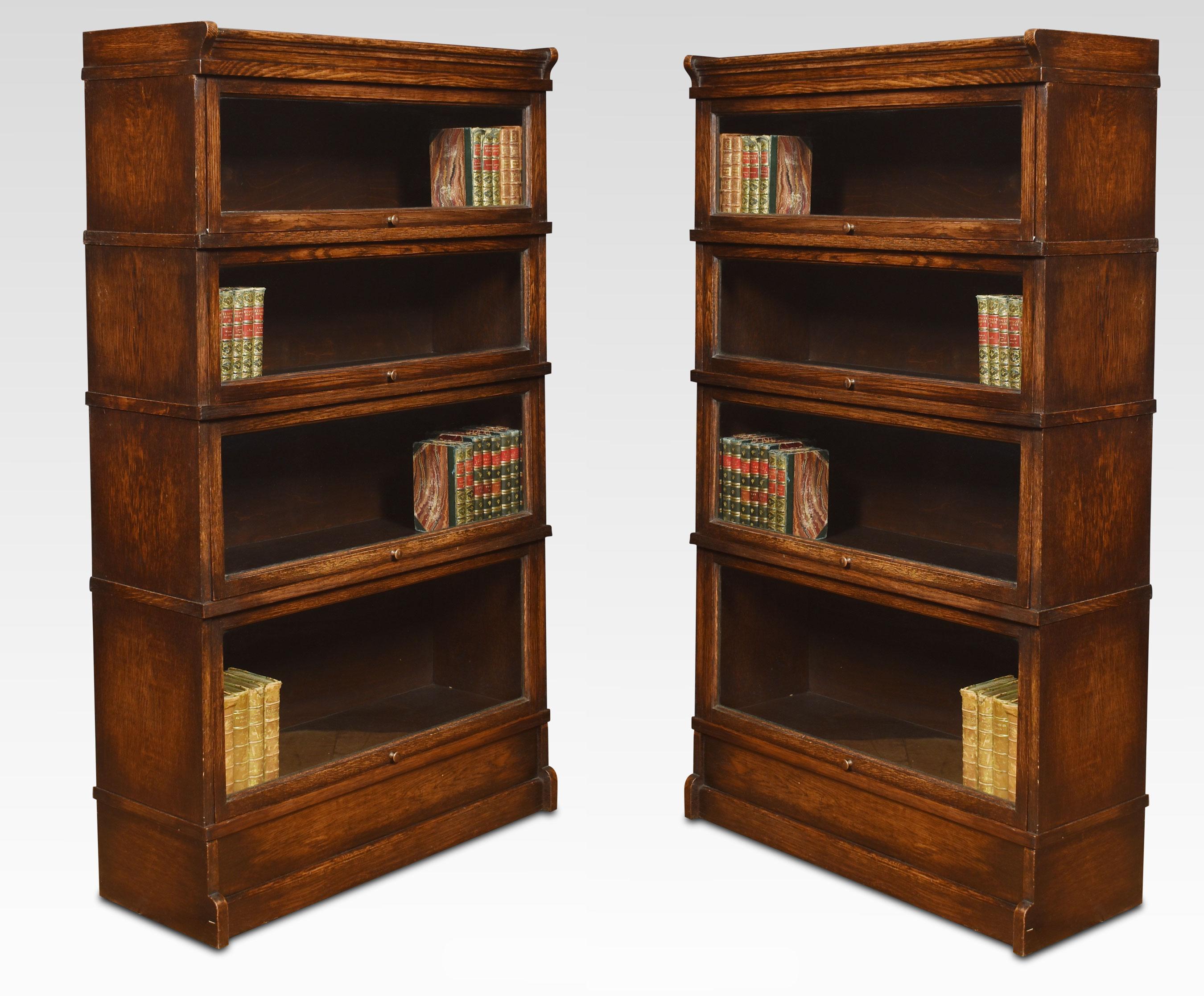 British Pair of Oak Four Sectional Bookcases