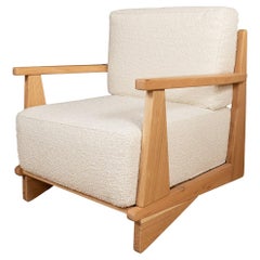 Pair of oak frame armchairs 