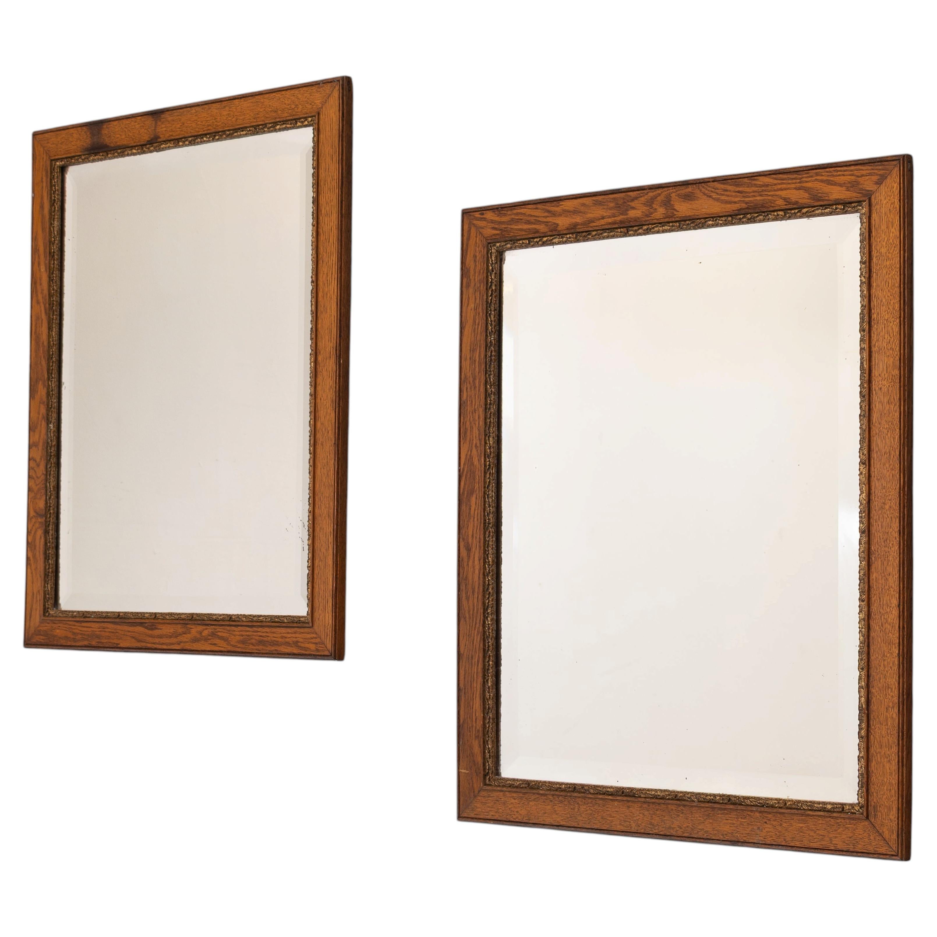 Pair of Oak Framed Mirrors