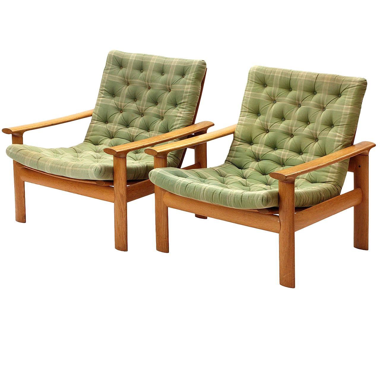 Pair of Oak-Framed Swedish Lounge Chairs