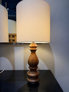 Pair of oak french tables lamps circa 1970