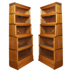 Antique Pair of oak globe Wernicke five section bookcases