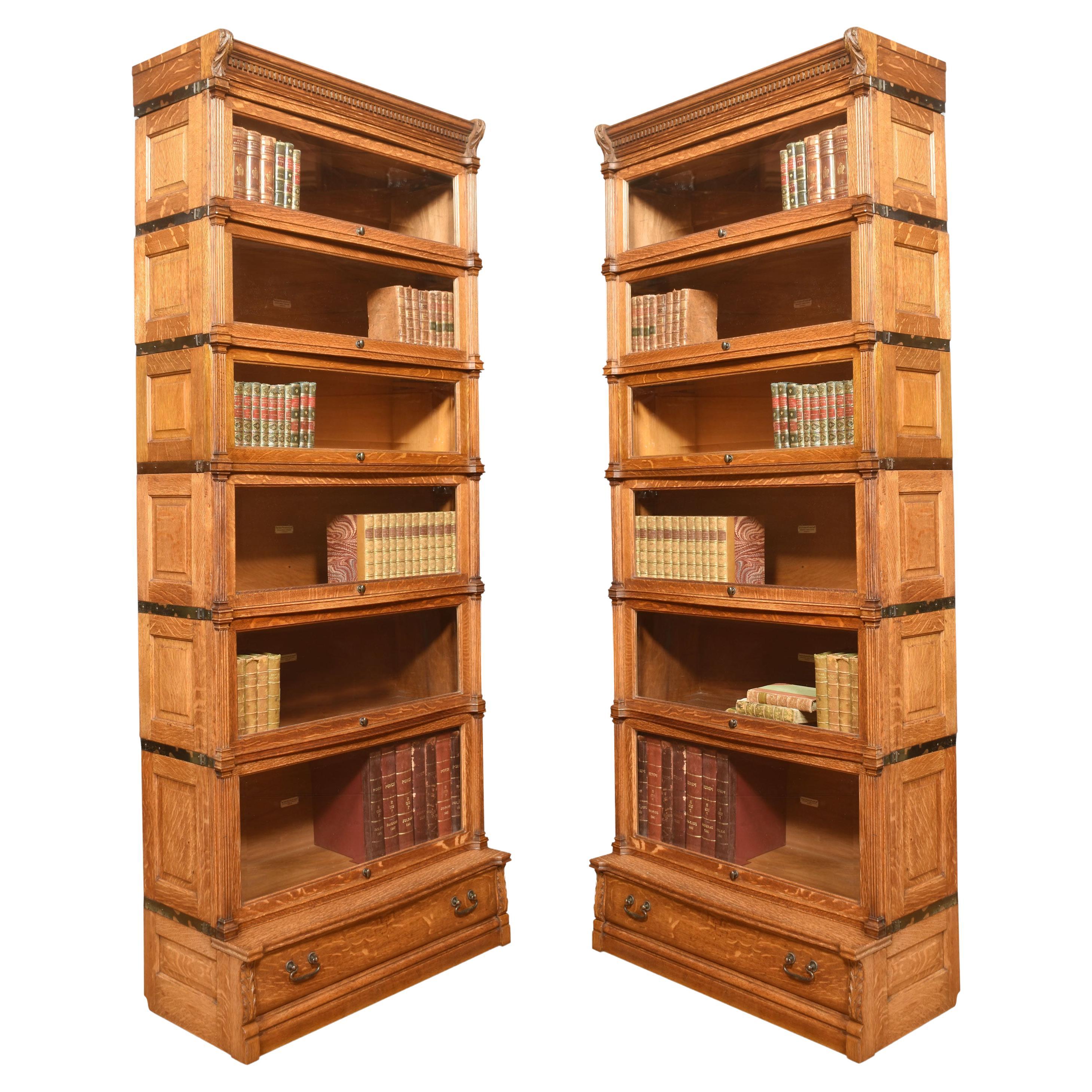 Pair of Oak Globe Wernicke Six Section Bookcases