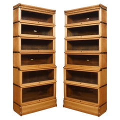 Pair of Oak Globe Wernicke Six Section Bookcases