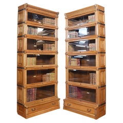 Pair of oak Globe Wernicke six section bookcases