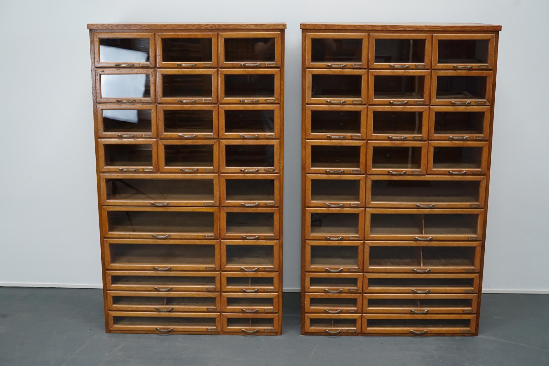 Pair of Oak Haberdashery Shop Cabinets, 1930s 4