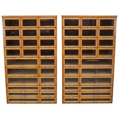 Pair of Oak Haberdashery Shop Cabinets, 1930s
