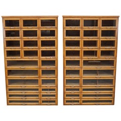 Pair of Oak Haberdashery Shop Cabinets, 1930s