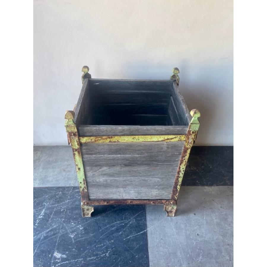 Pair of Oak & Iron Planters, 19th Century, GE-0111 In Fair Condition For Sale In Scottsdale, AZ