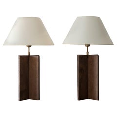 Pair of Oak Lamps