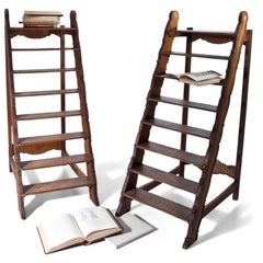 Pair of Oak Library Stairs, 19th-20th Century