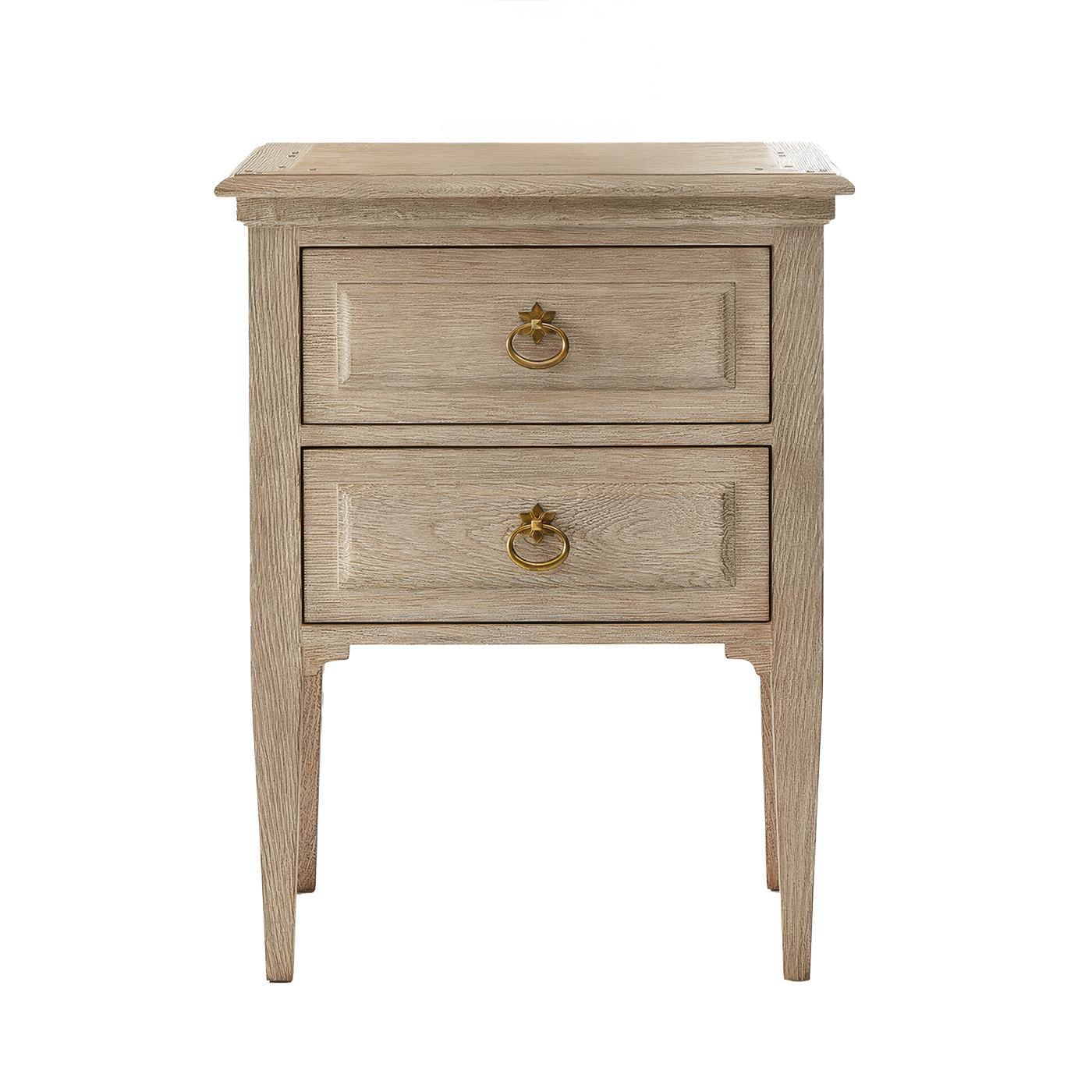 Vietnamese Pair of Oak Louis XVI Bedside Tables For Sale