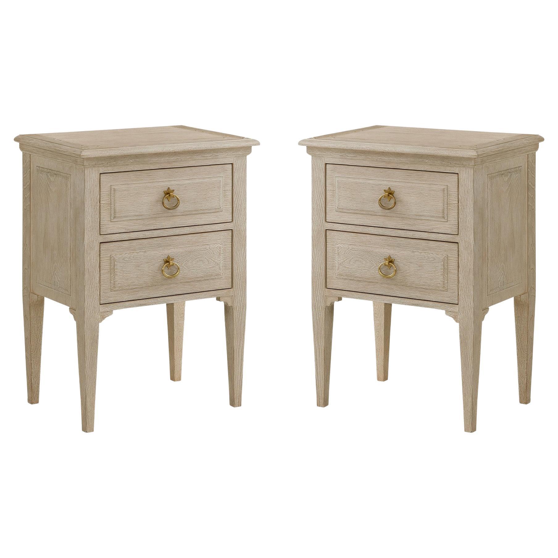 Pair of Oak Louis XVI Bedside Tables For Sale