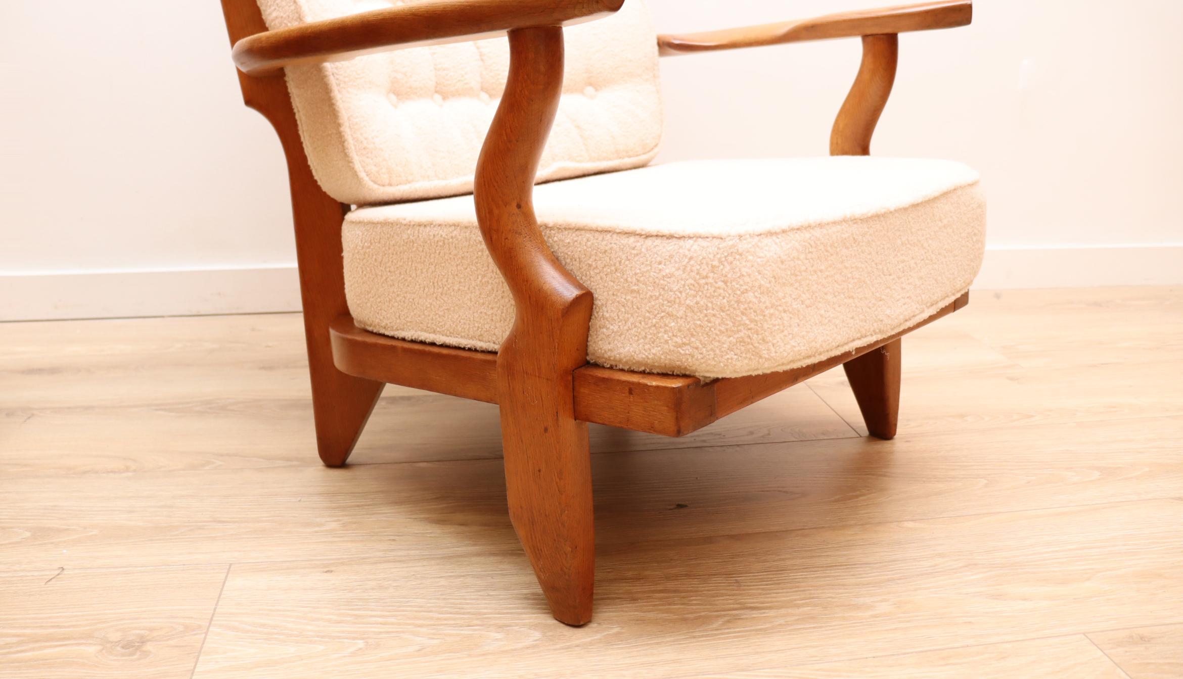 Pair of Oak Lounge Chairs Grand Repos by Guillerme et Chambron, France 1950 For Sale 7