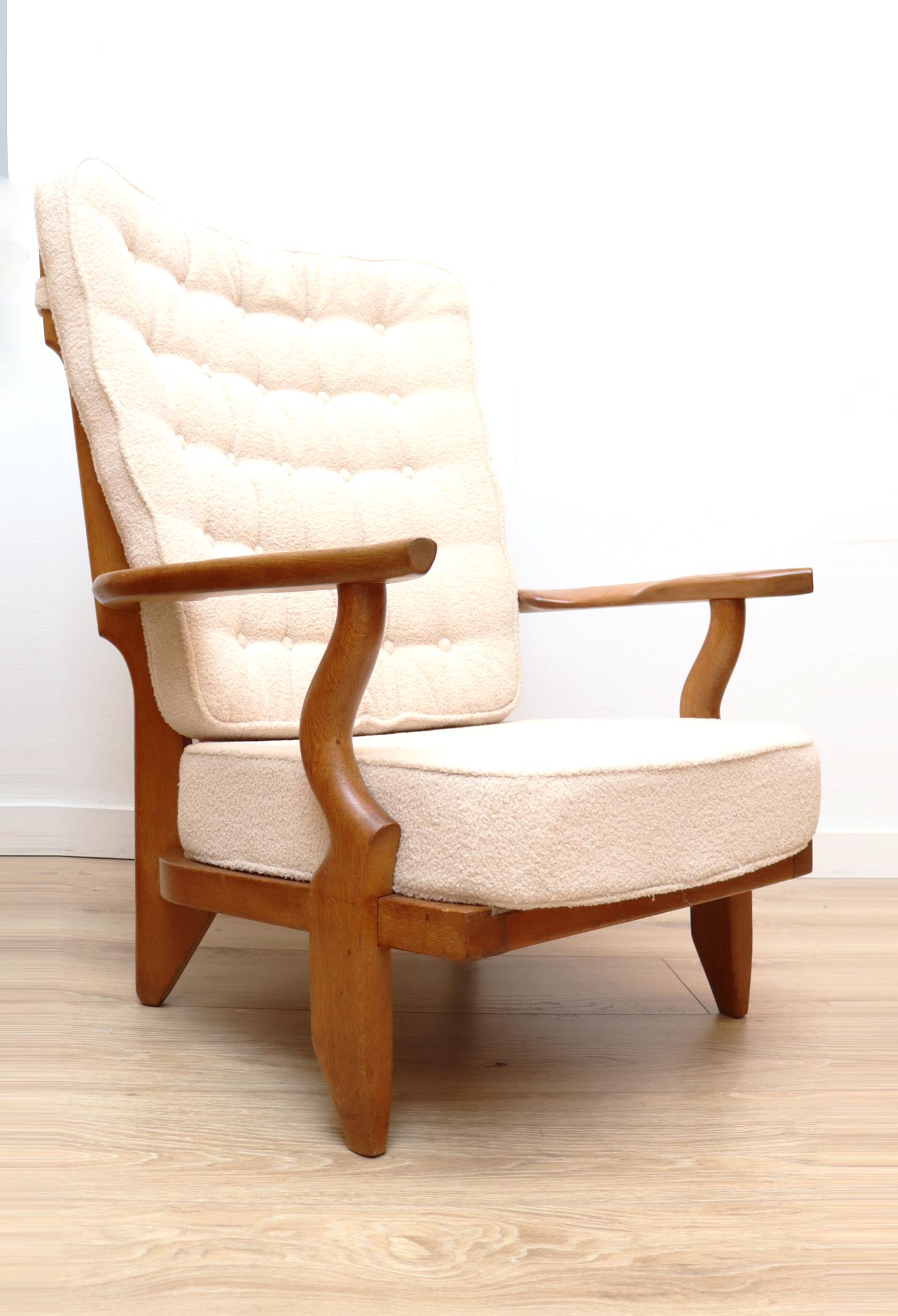 Pair of Oak Lounge Chairs Grand Repos by Guillerme et Chambron, France 1950 For Sale 8
