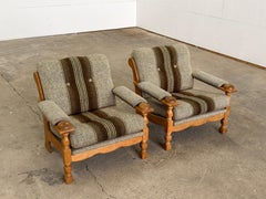 Paar Oak Lounge Chairs, Henning Kjærnulf, Dänemark, 1960er Jahre