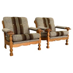 Paar Oak Lounge Chairs, Henning Kjærnulf, Dänemark, 1960er Jahre