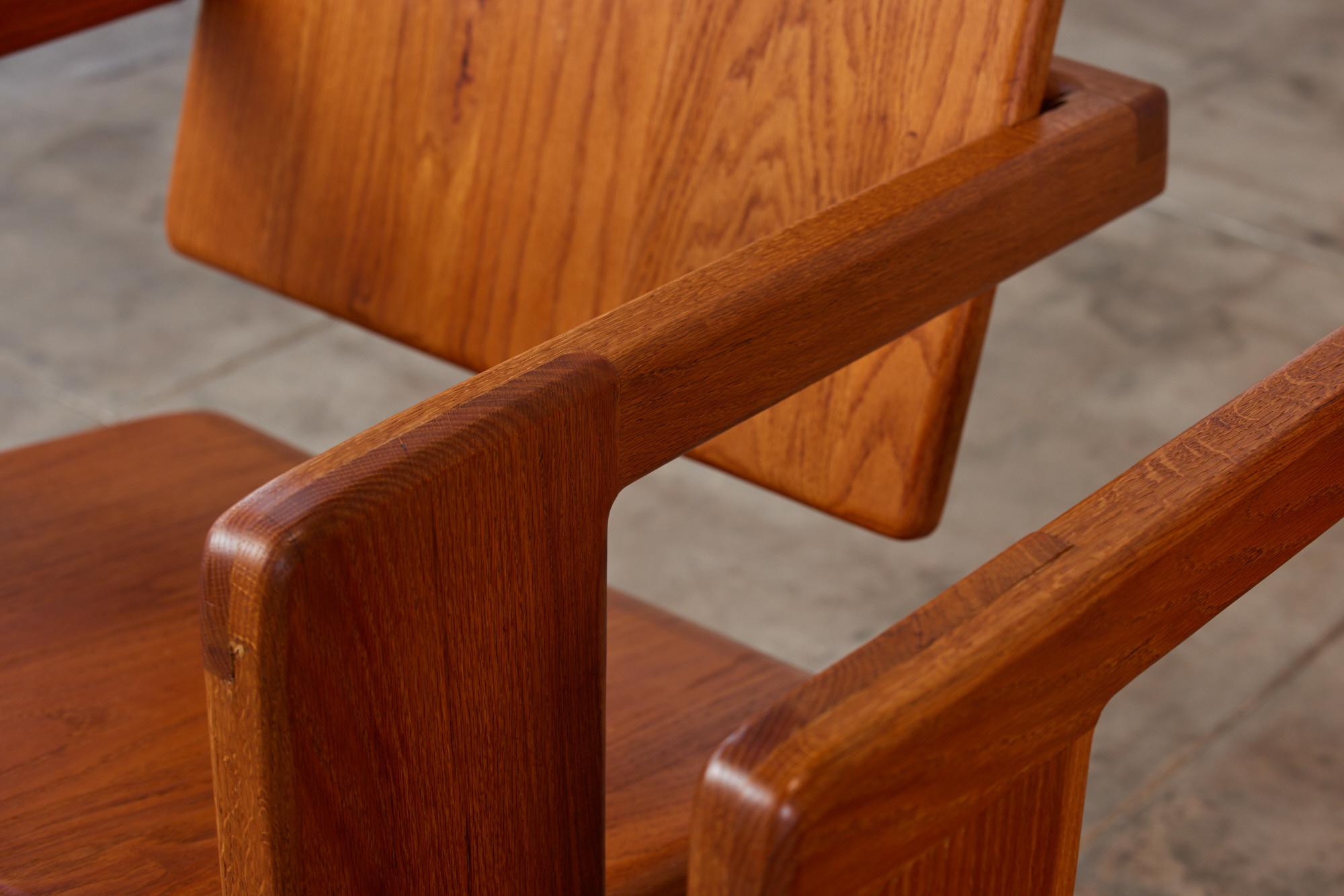 Pair of Oak Lounge Chairs in the Style of Lou Hodges 3