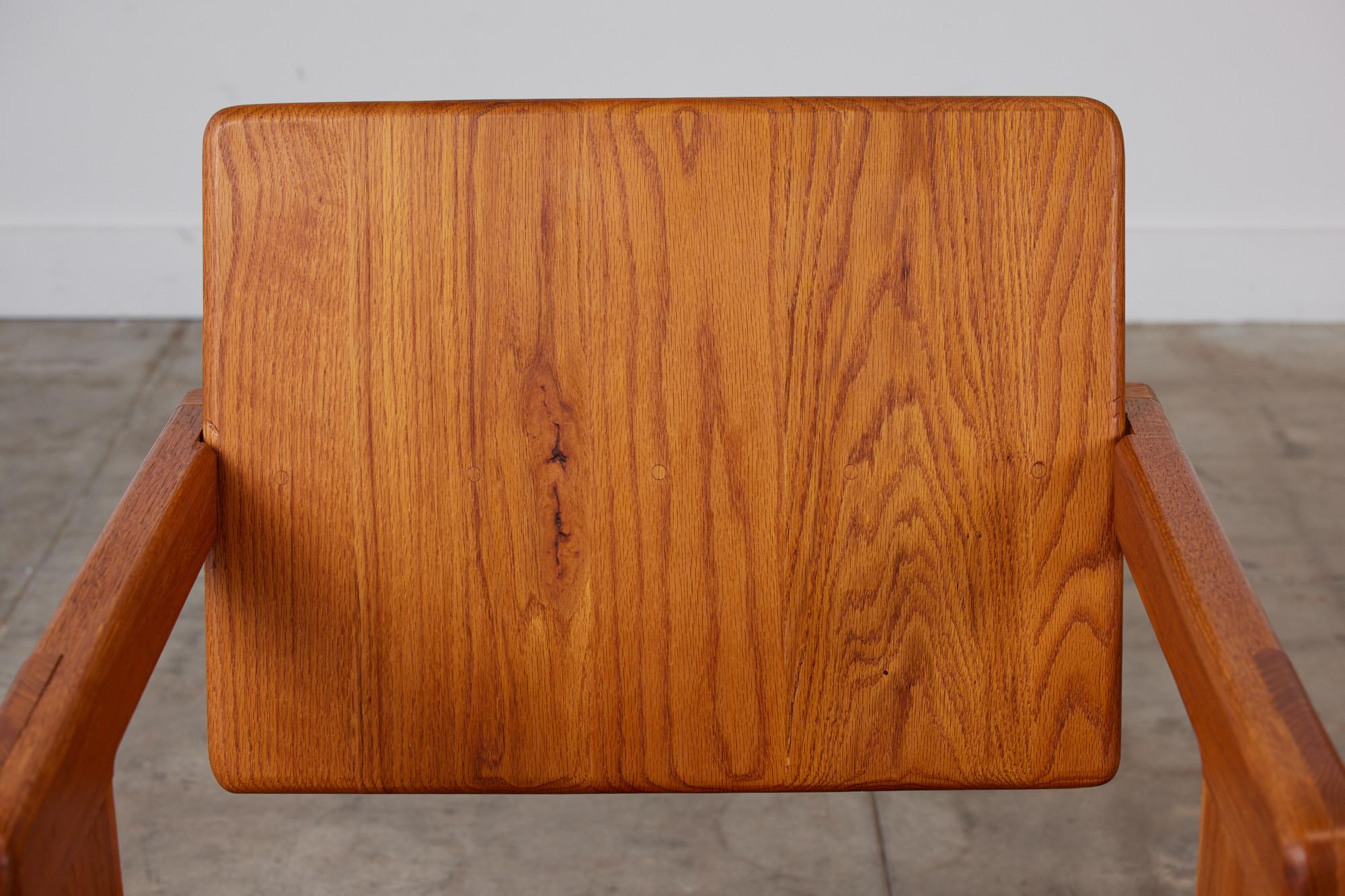 Pair of Oak Lounge Chairs in the Style of Lou Hodges 4