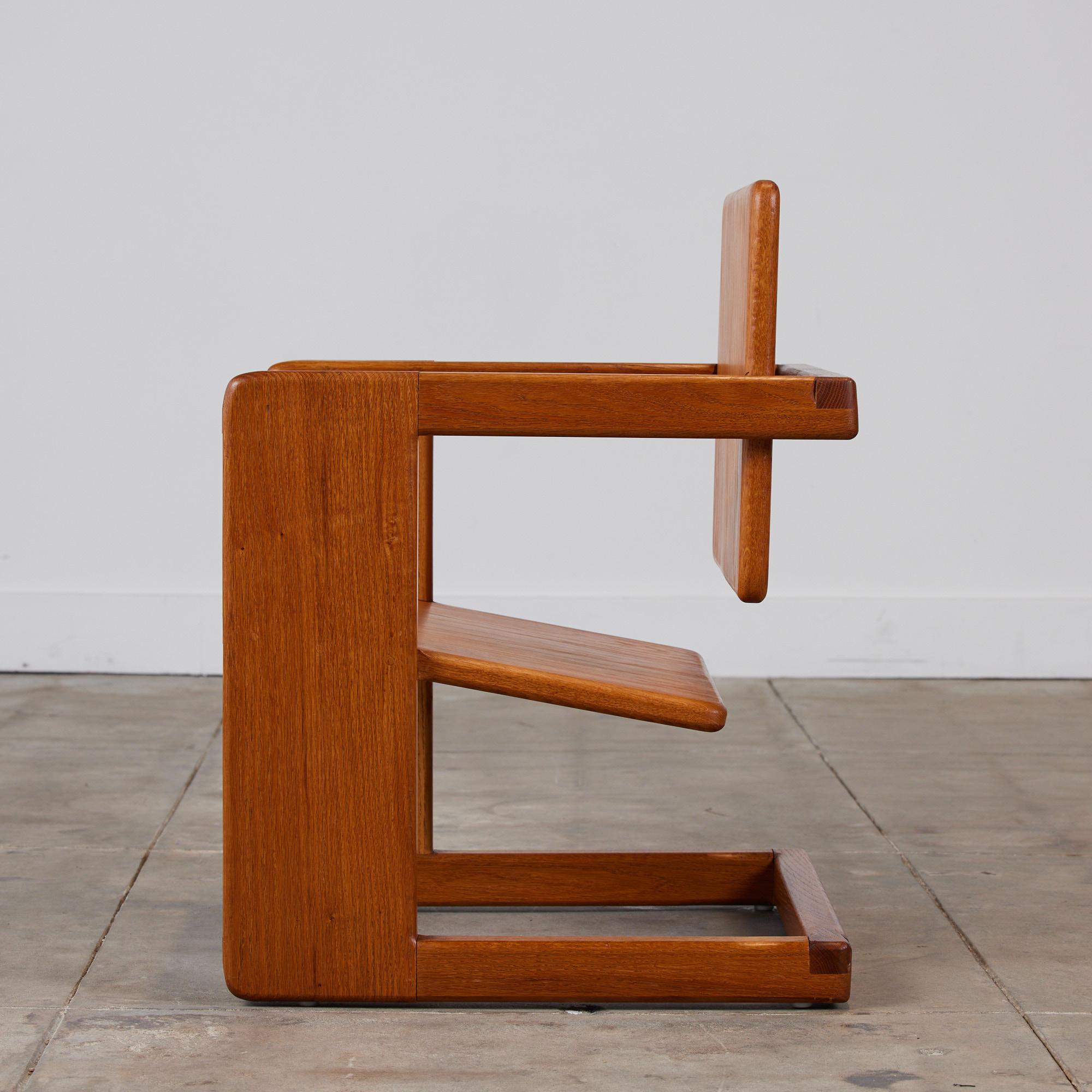 20th Century Pair of Oak Lounge Chairs in the Style of Lou Hodges