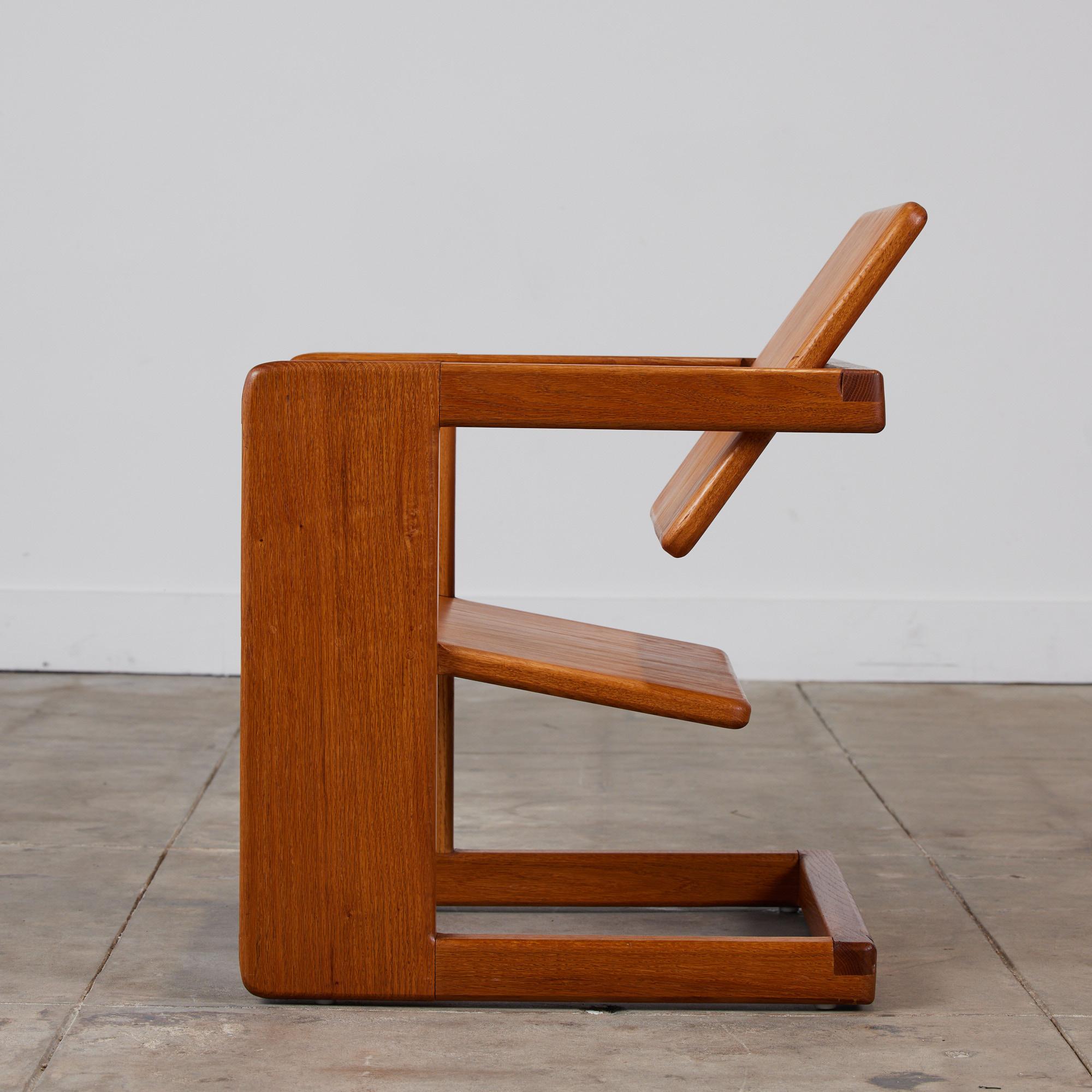 Pair of Oak Lounge Chairs in the Style of Lou Hodges 1