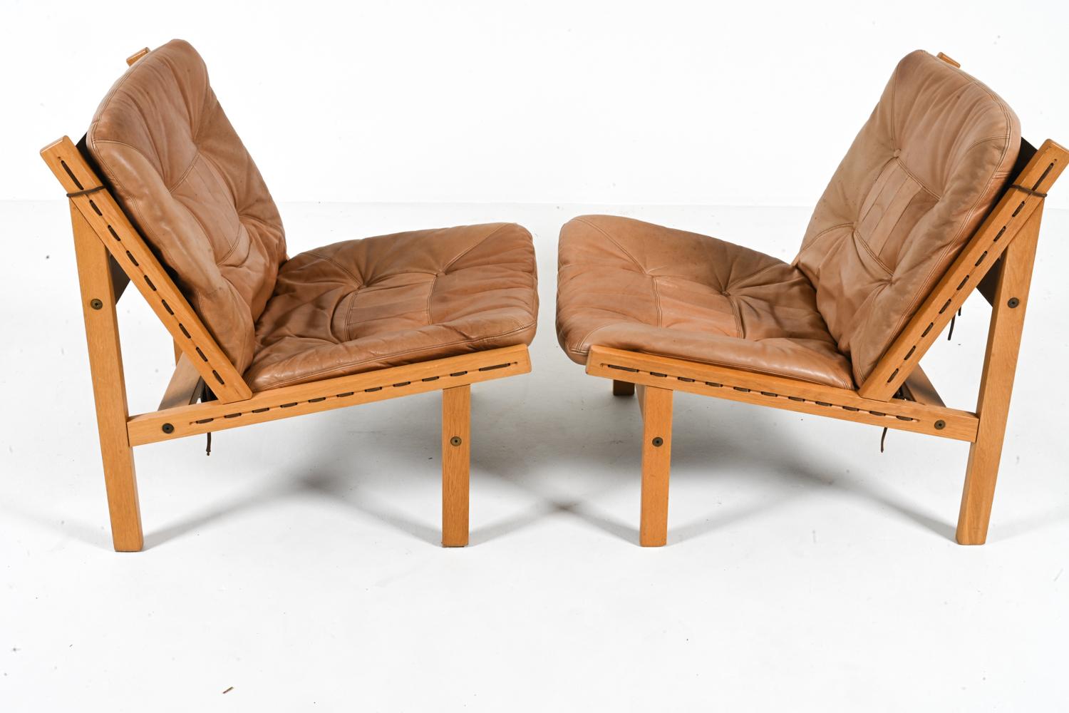 20th Century Pair of Oak 'Hunter' Lounge Chairs by Torbjørn Afdal for Bruksbo, Norway, 1960's For Sale