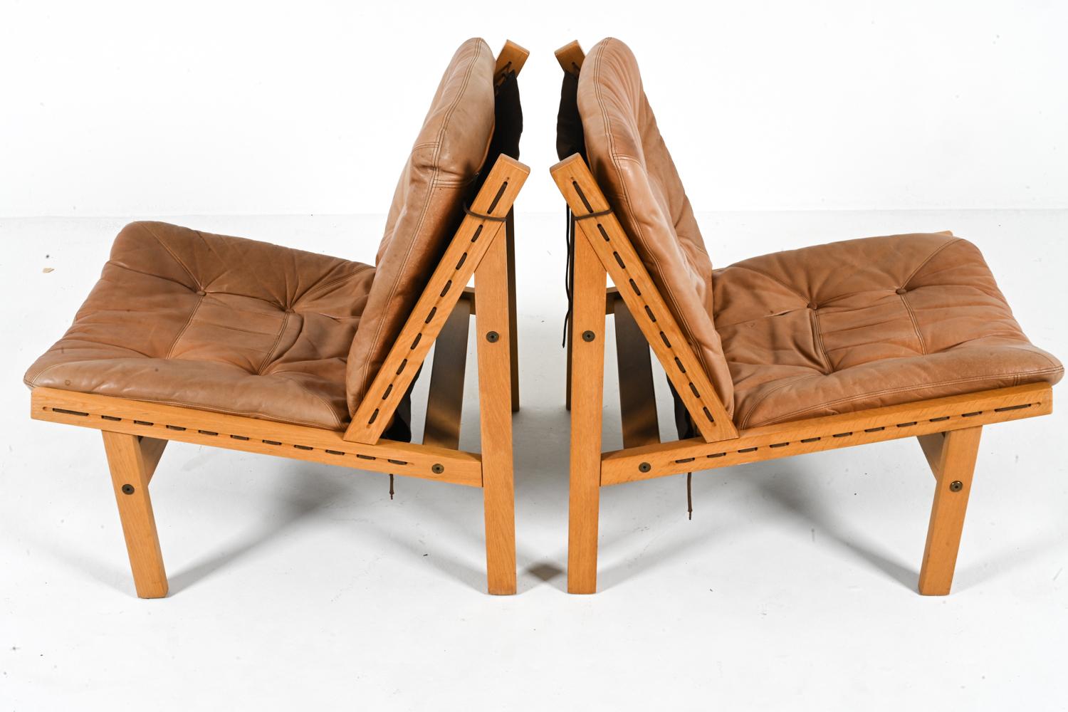 Pair of Oak 'Hunter' Lounge Chairs by Torbjørn Afdal for Bruksbo, Norway, 1960's For Sale 1