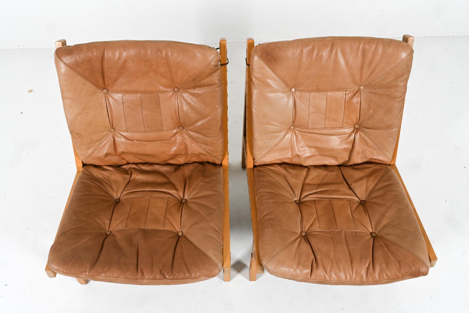 Pair of Oak 'Hunter' Lounge Chairs by Torbjørn Afdal for Bruksbo, Norway, 1960's For Sale 2