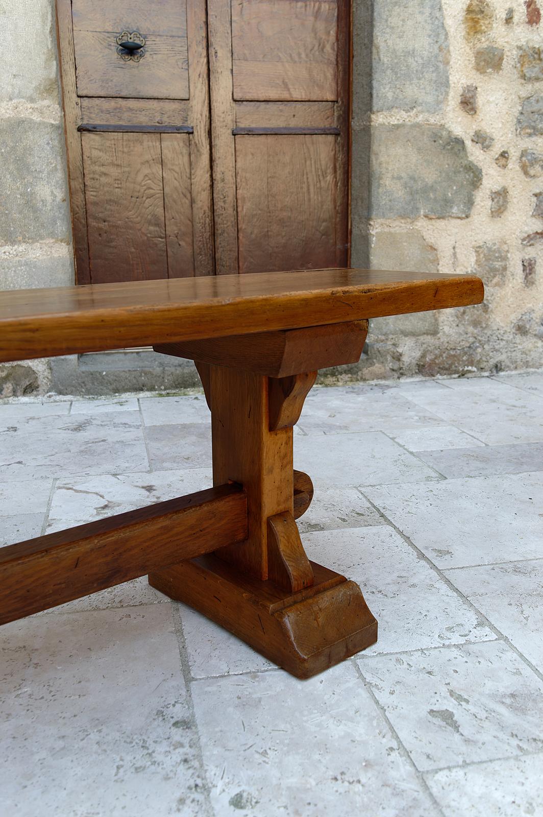 Pair of oak monastic community benches, France, early 20th century For Sale 3
