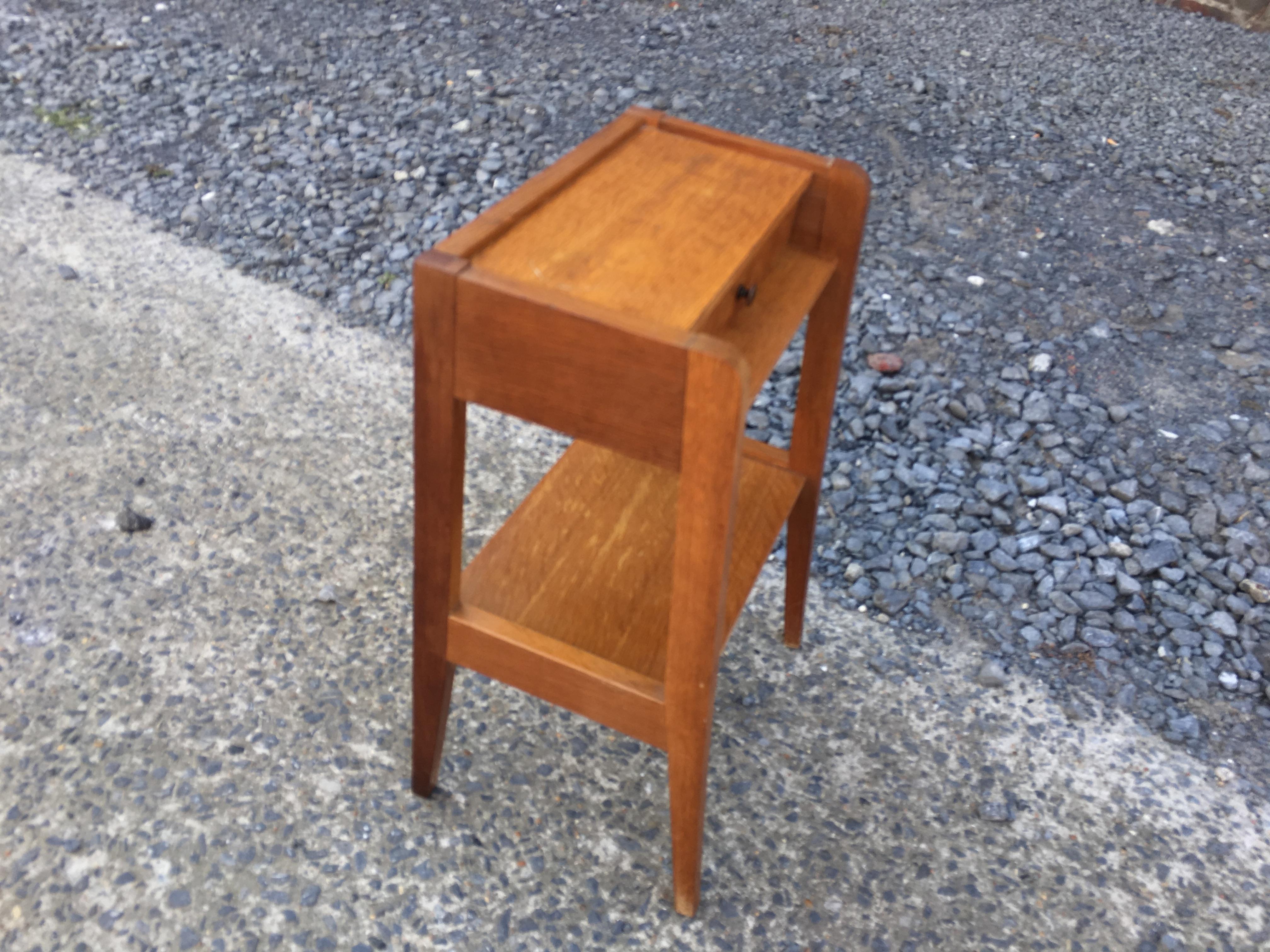 French Pair of Oak Nightstands, circa 1950