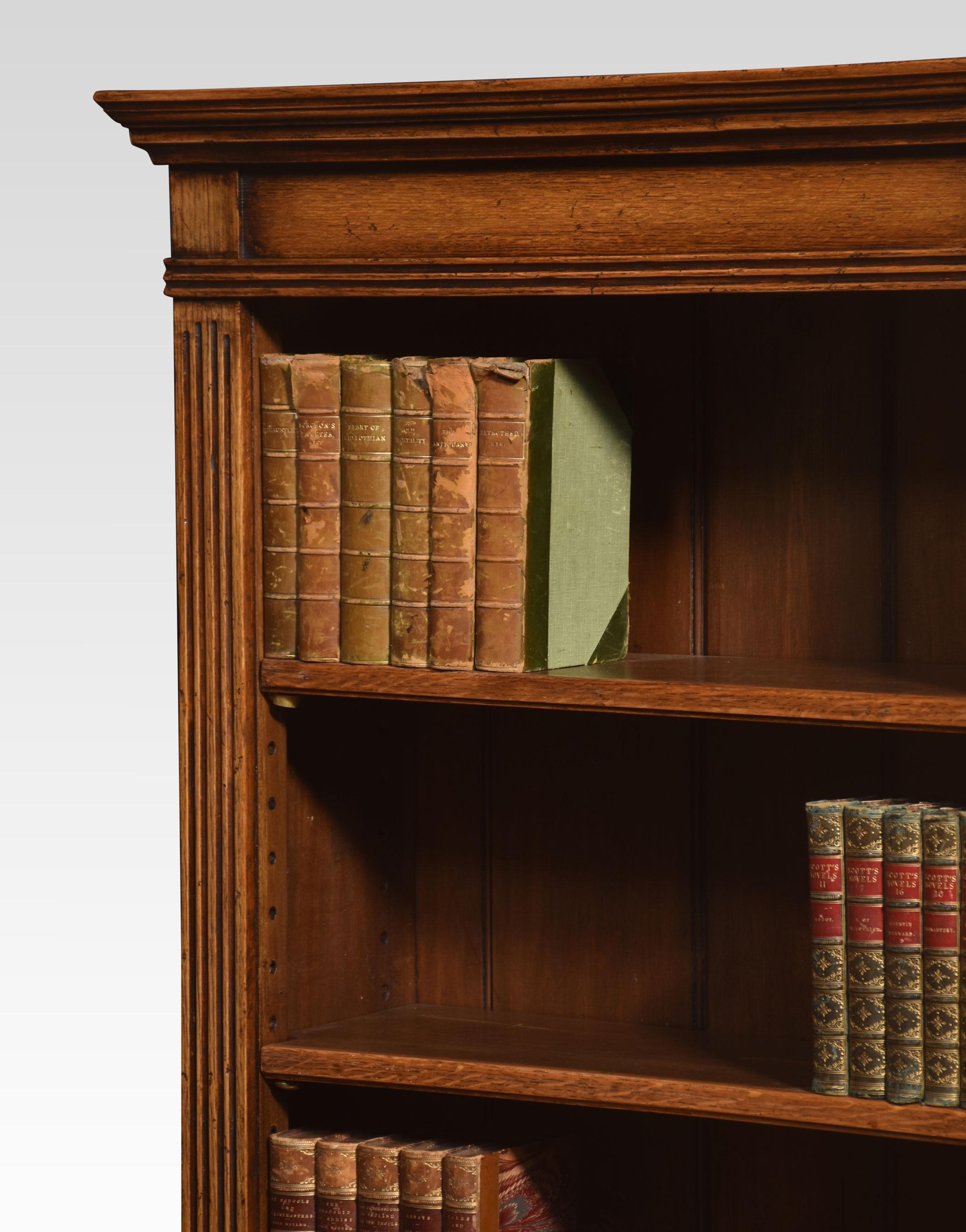 British Pair of oak open bookcases For Sale