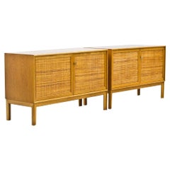 Pair of Oak & Rattan Sideboards by Alf Svensson, Sweden, 1960s