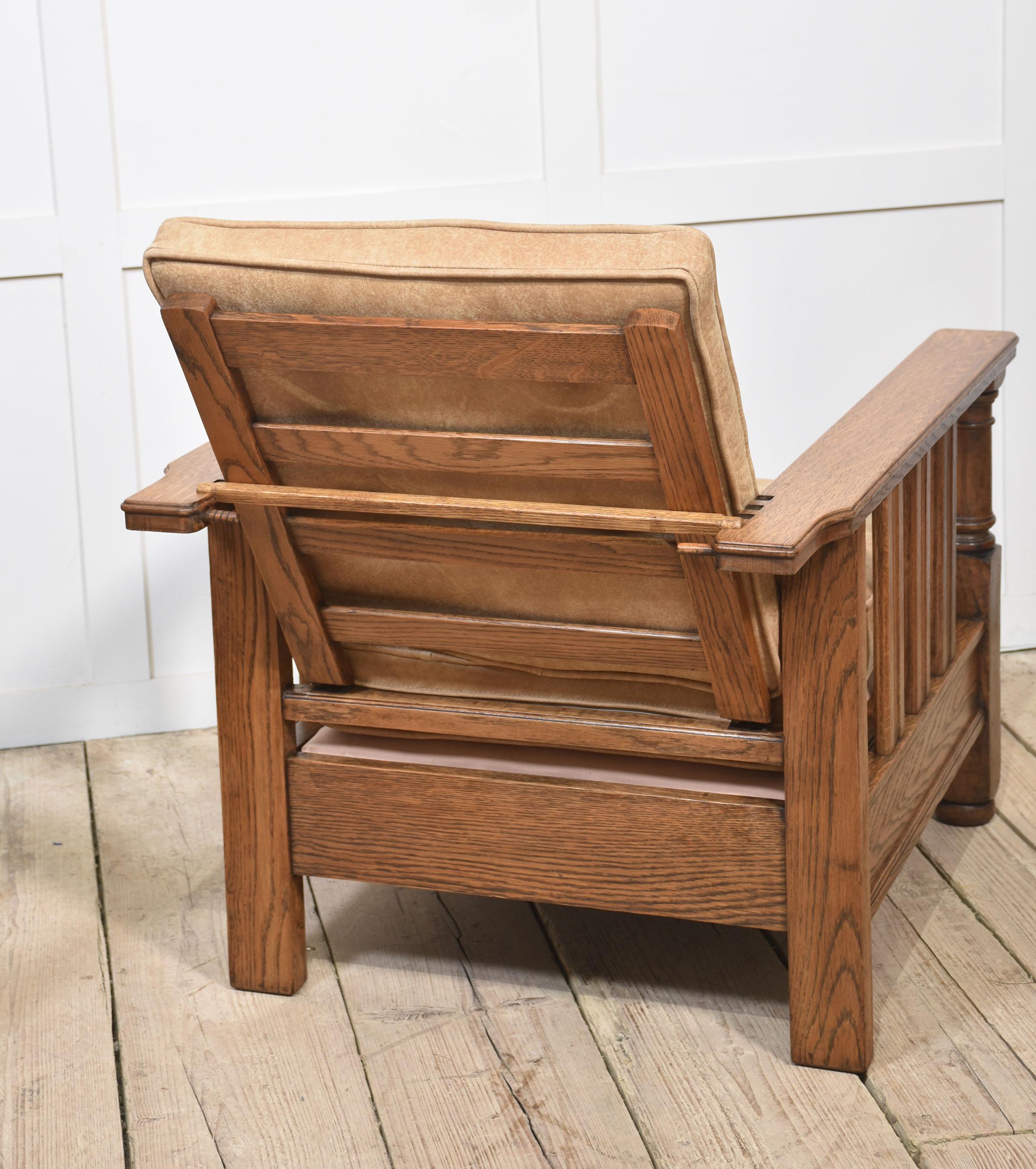 Pareja de sillones reclinables de roble en venta 7