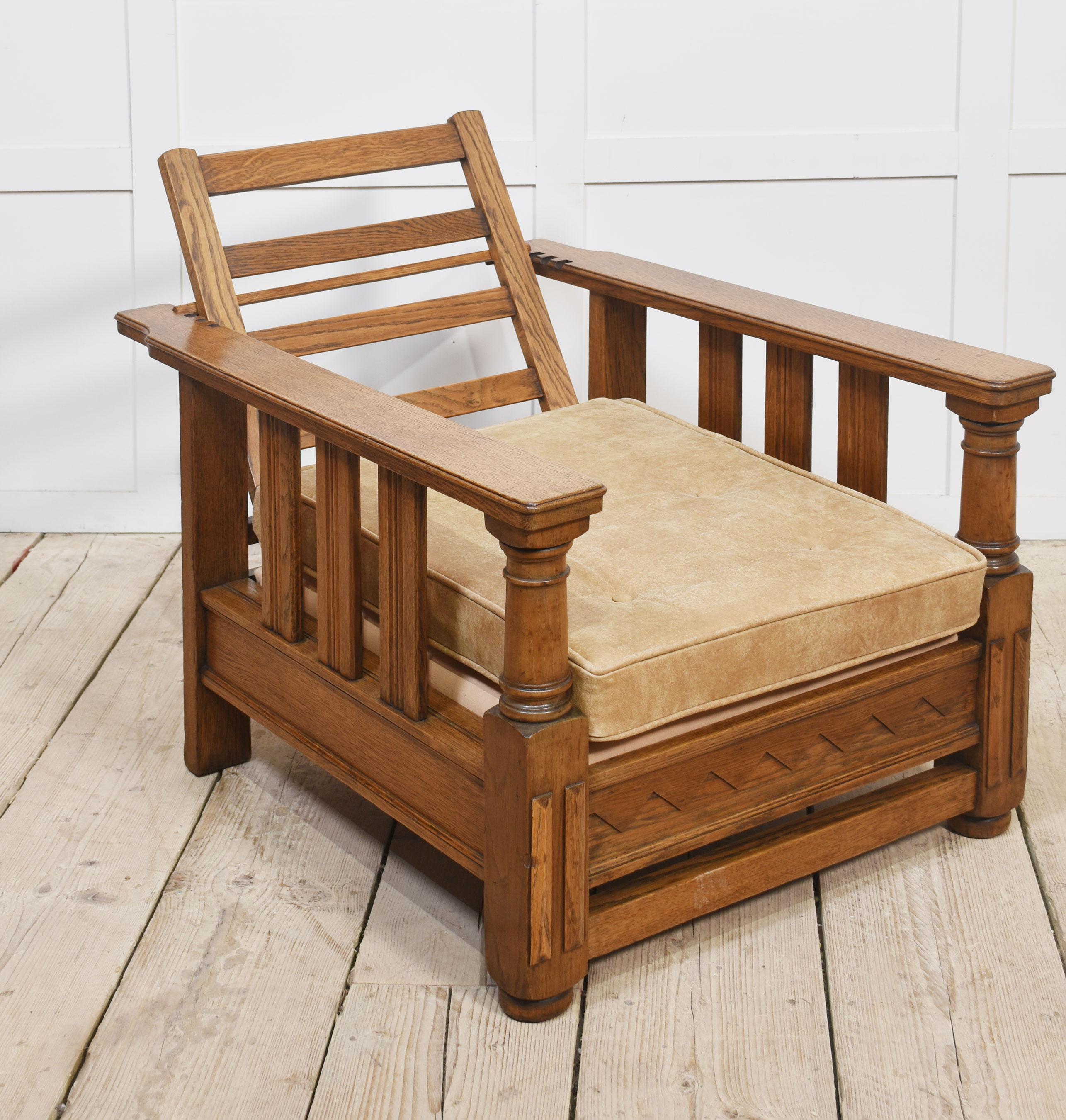 Pareja de sillones reclinables de roble en venta 2