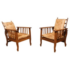 Pair of Oak Reclining Armchairs