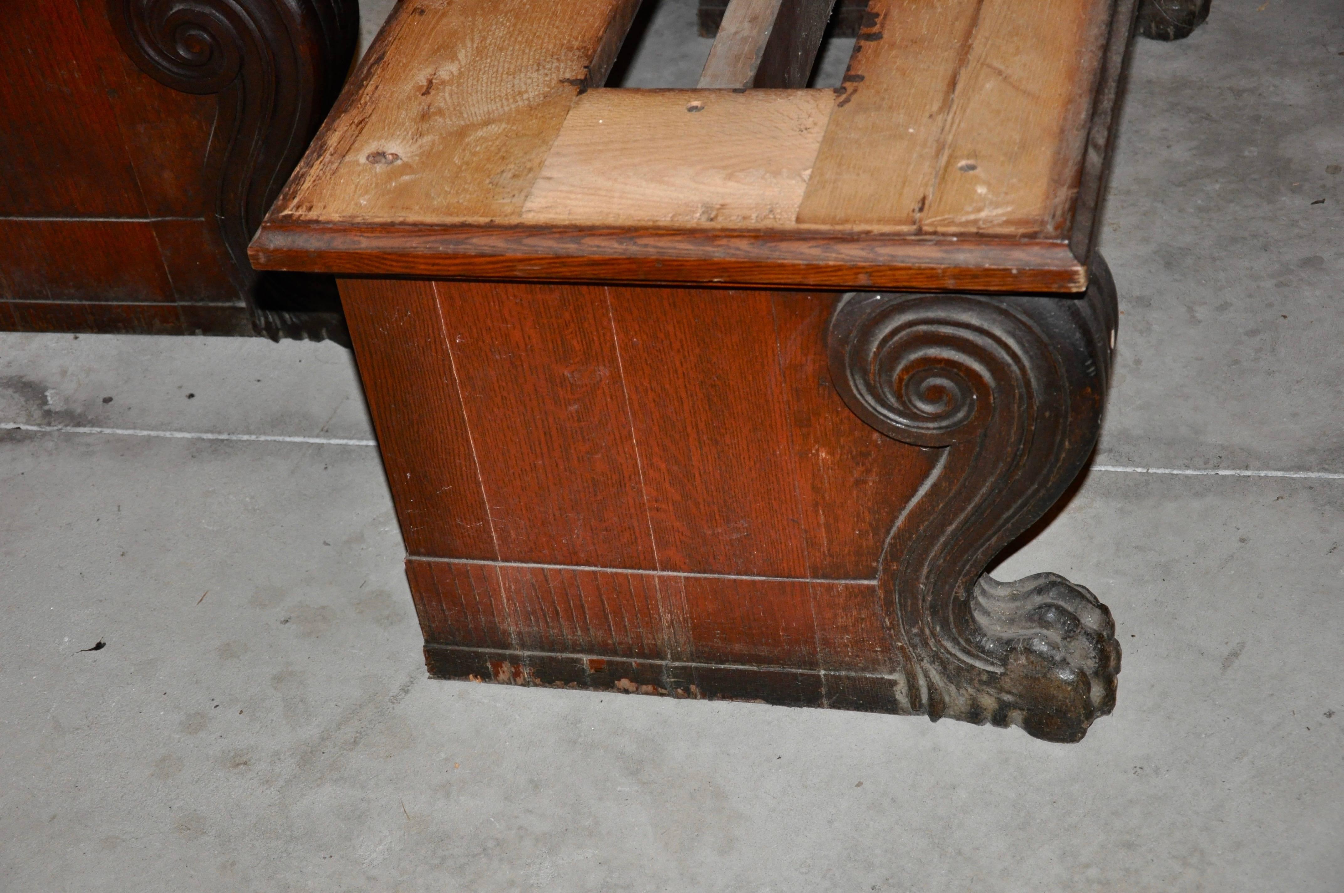Pair of 19th Century Carved Oak Renaissance Revival Benches deigned and installed in the Bates Room of the Boston Public Library by Charles Follen McKim of the architectural firm, 