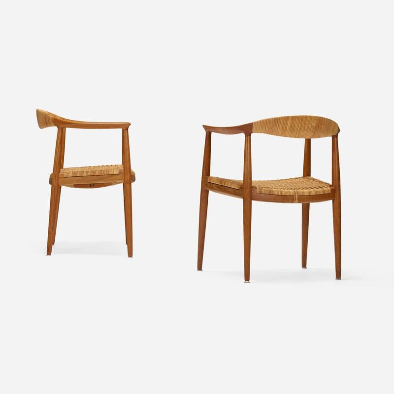 Mid-Century Modern Paire de chêne   The The  Fauteuils JH503